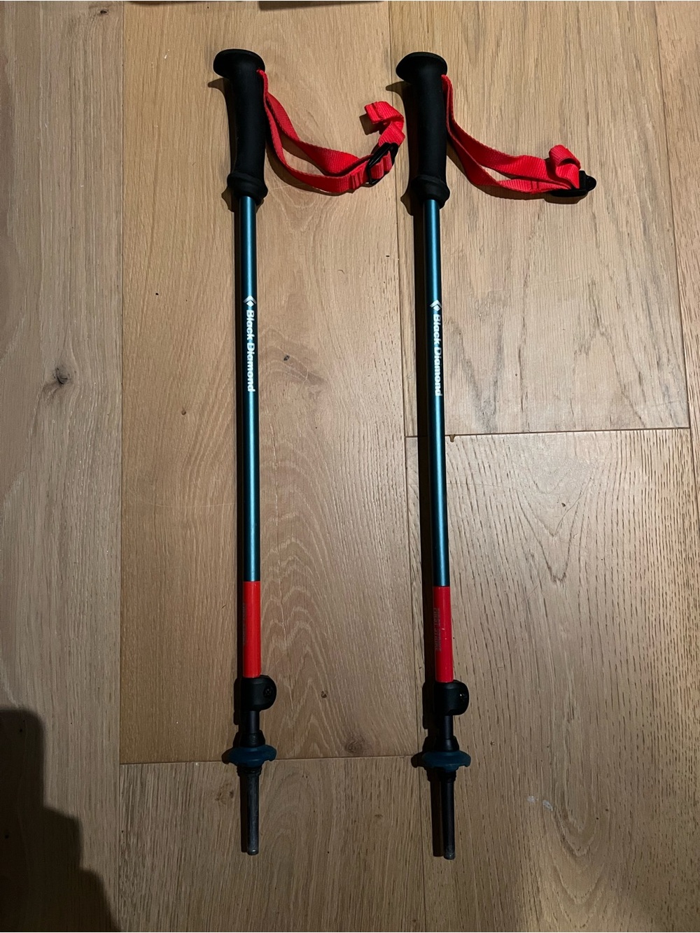 Kids Black Diamond Adjustable Red Trekking Poles with Wrist Straps